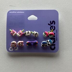 🍭Clairs Kidcore Novelty Studs•Kawaii Animal Donut&Sweet Treats Earrings(6 Pairs)